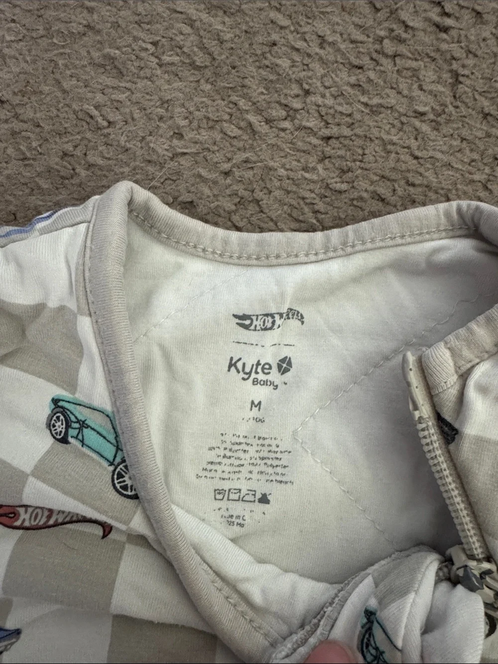 Kyte BABY White Sleep Sack with Multicolor Car Print